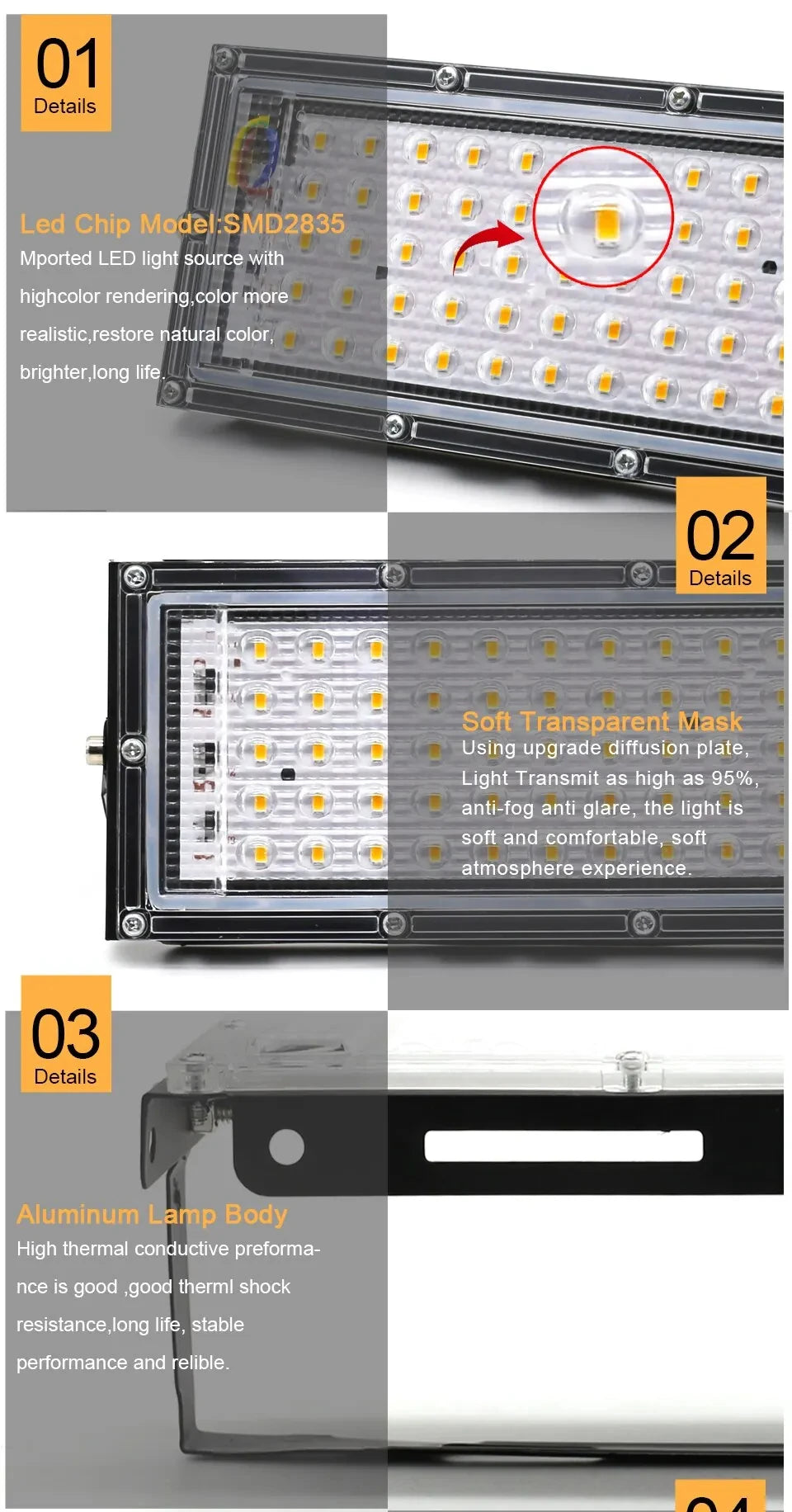 50W LED Flood Light Outdoor Lighting 220V 240V Floodlight Waterproof IP65 Reflector Projecteur LED Exterieur Focus Spotlight - GlowMart