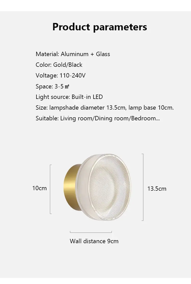 Spanish Designer Creative Glass LED Wall Lamp Simple Luxury Lighting Porch Aisle Background Bedroom Bedside Decorative Sconces