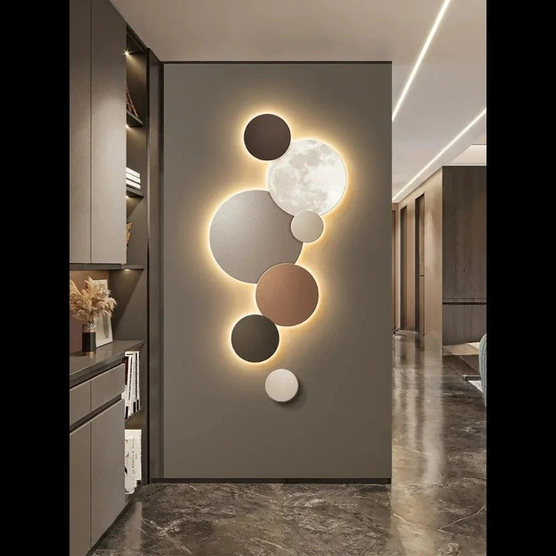 Modern porch decoration painting Wall lamp LED luminous light Corridor corridor hanging painting High grade wall painting Moon - GlowMart