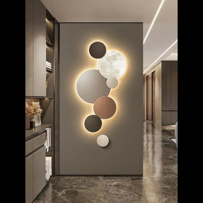 Modern porch decoration painting Wall lamp LED luminous light Corridor corridor hanging painting High grade wall painting Moon - GlowMart