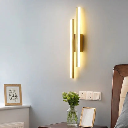 LED Bedroom Wall Lamp Wall Sconces Copper Line Pipe Acrylic Lampshade Indoor Lighting for Living Room Corridor Light Fixture - GlowMart