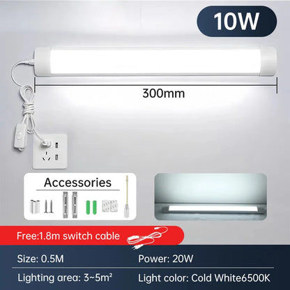 Led 220V Tube Light Room Strip With Cable Tube Lights Fixture For Home Bedroom Kitchen Cabinet Lighting indoor Lamp - GlowMart