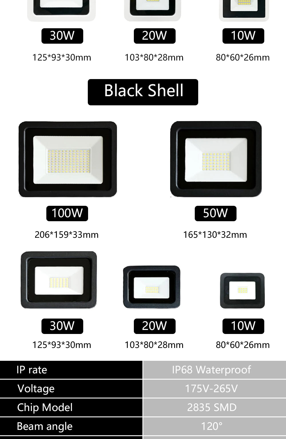 LED Flood Light AC220V 10W 20W 30W 50W 100W IP68 Waterproof Outdoor Garden Projector Lighting Refletor Spotlight Wall Floodlight - GlowMart