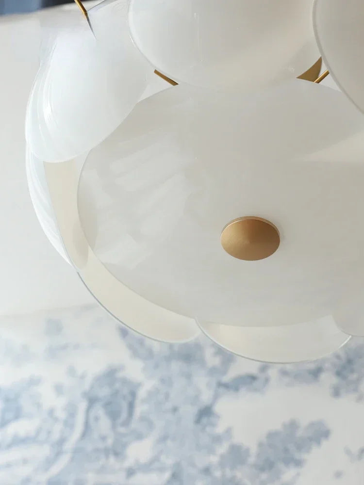 Glass Ceiling Light  Modern Minimalist Cream White Ceiling Chandeliers Living Room Dining Room Bedroom Light Home Decor E14