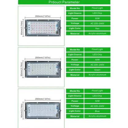 50W LED Flood Light IP65 Waterproof Reflector Led Spotlight AC 220V Outdoor Floodlight Red Green Blue Garden Lighting - GlowMart