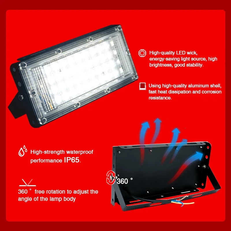 LED Flood Light 50W 100W Outdoor Lighting AC 110V 220V Floodlight IP65 Reflector Projecteur Led Exterieur Focus Spotlight - GlowMart