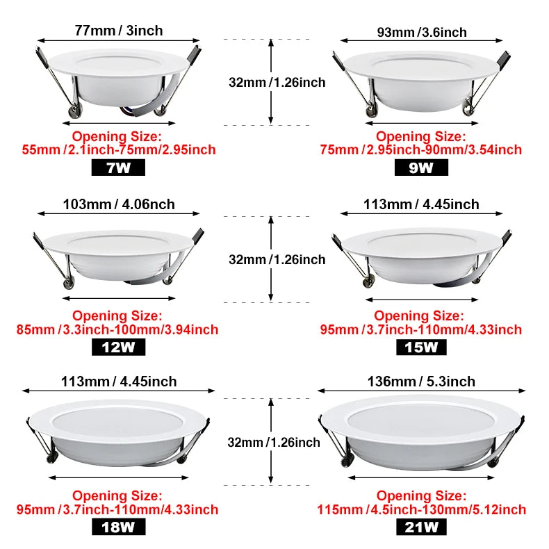 10Pack LED Downlight 220V Recessed Round Ceiling Dowm Light Bedroom Indoor Living Room For Home Decor Lighting LED Spot Lamp - GlowMart