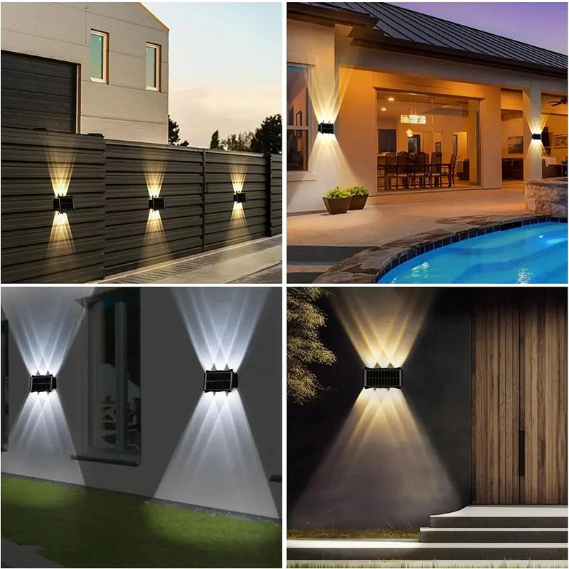 4/6/8LED Solar Wall Spotlight Outdoor Upper And Lower Lighting Solar Powered Waterproof Streetlight for Balcony Courtyard Garden - GlowMart