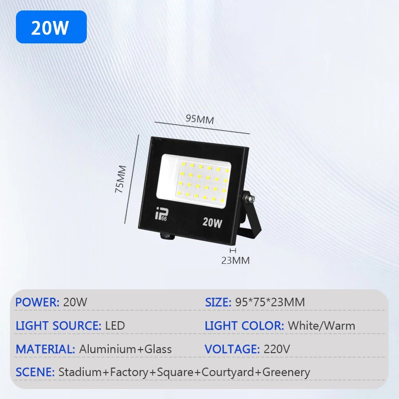 Floodlight Outdoor LED IP66 Waterproof Path Light Spotlight 10W 20W 30W 50W 100W 200W Outdoor Garden Porch Courtyard Lamp - GlowMart