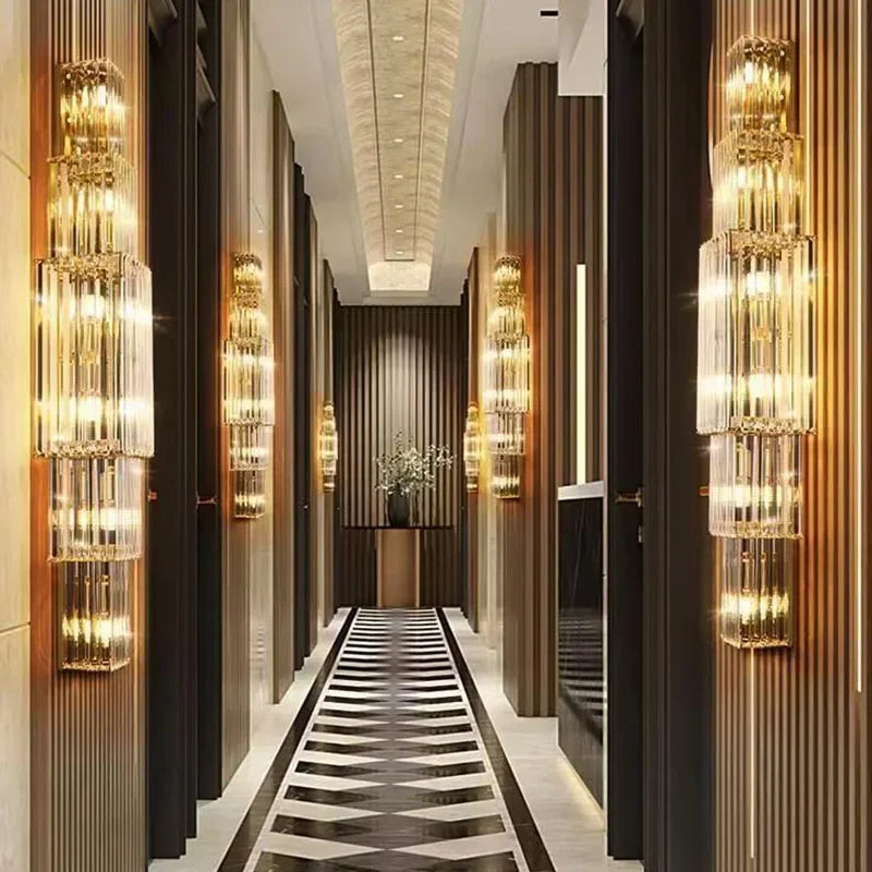 Luxury Hotel Lobby Large Big Crystal Wall Lamp for Club Hall Villa Living Room Office Banquet  Indoor Lighting Fixtures Decor - GlowMart