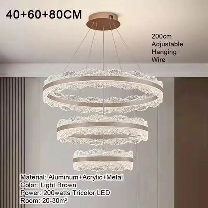 LED Luxury Pendant Light Living Dining Room Bedroom Modern Upscale Acrylic Texture Suspension Lamp Home Decoration - GlowMart