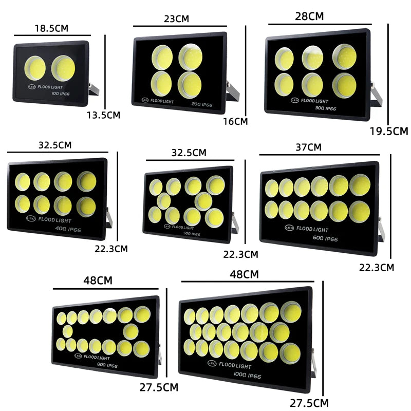 Led Flood Light 100W-1000W AC 220V Outdoor Wall Floodlight Spotlight IP66 Waterproof LED Street Lamp - GlowMart