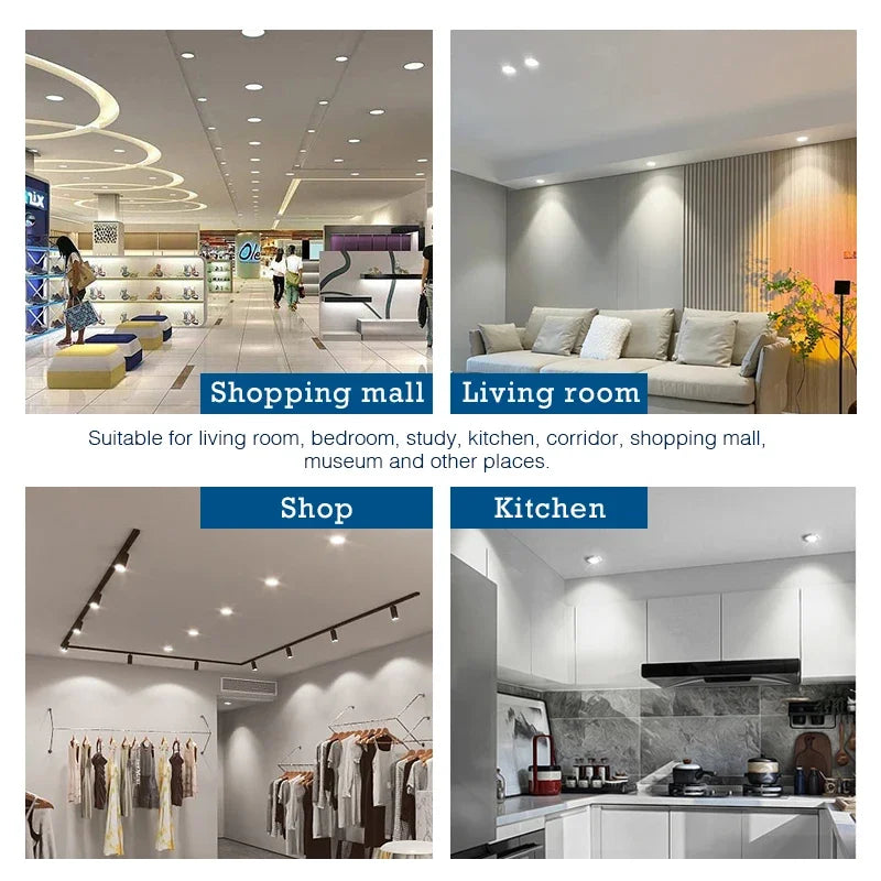 Led Downlight Recessed Round Ceiling Lamps DC 12V 24V AC110V 220V 5W 9W 12W 15W 18W Spotlight For Home Decor Living Room - GlowMart