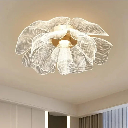 Simple Luxurious LED Ceiling Light Flower Design Acrylic Lamp Study Bedroom Entrance Hallway Light Interior Gold Luxury Lighting