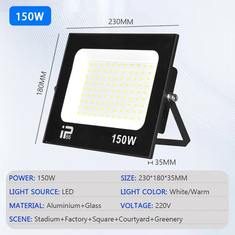 LED Floodlight Outdoor IP66 Waterproof Path Light Spotlight 10W 20W 30W 50W 100W 200W Outdoor Garden Porch Courtyard Lamp AC220V - GlowMart