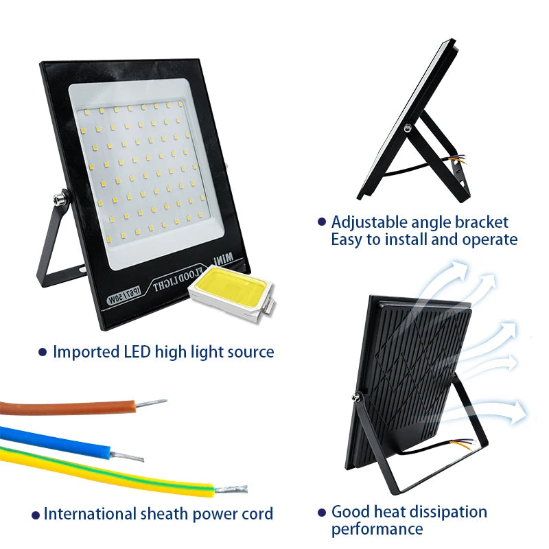 LED Flood Light 10W 20W 30W 50W 100W AC 220V Reflector Spotlight Street Light Wall Lamp IP67 Waterproof Outdoor Garden Lighting - GlowMart