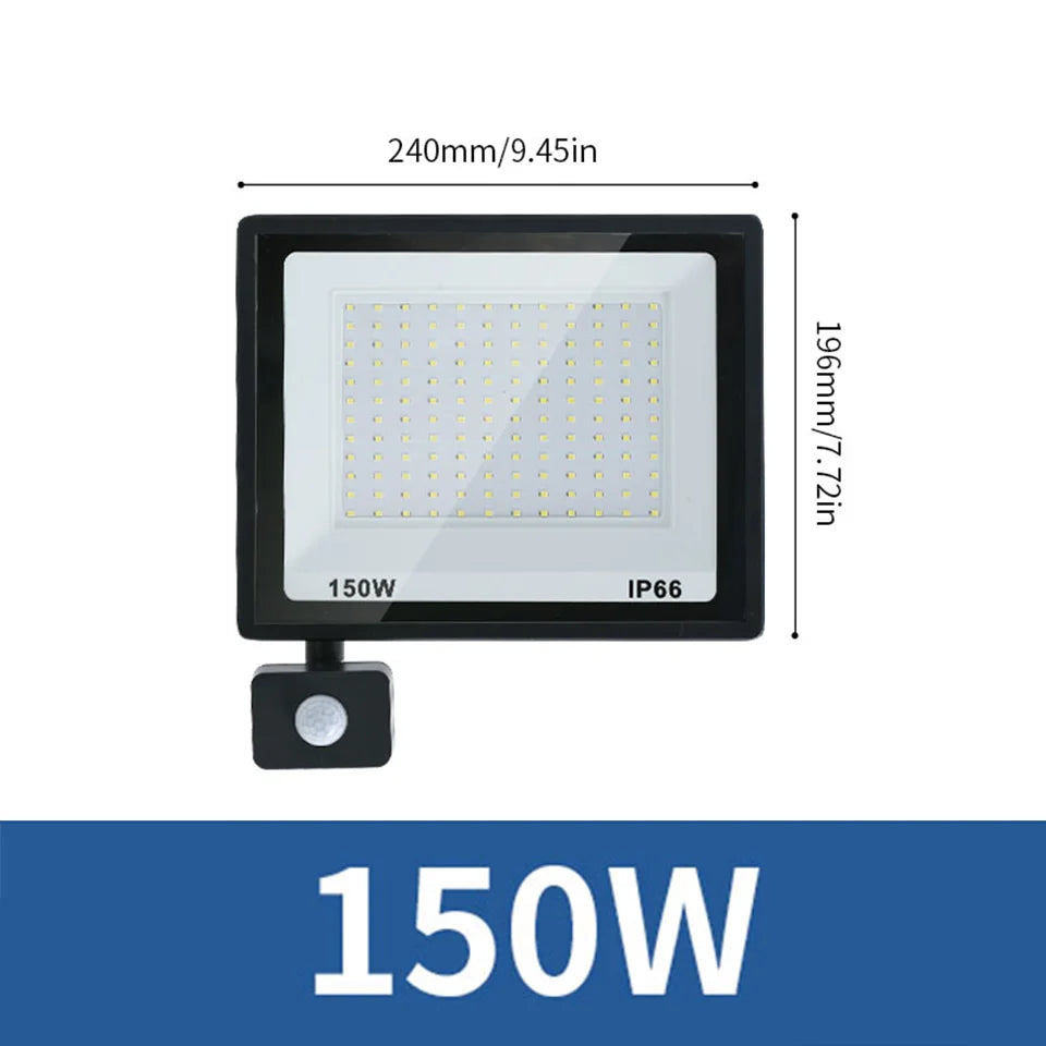 LED Flood Light PIR Motion Sensor 10W 20W 30W 50W 100W 150W 200W 300W AC220V IP66 Waterproof Spotlight Street Floodlight Outdoor - GlowMart