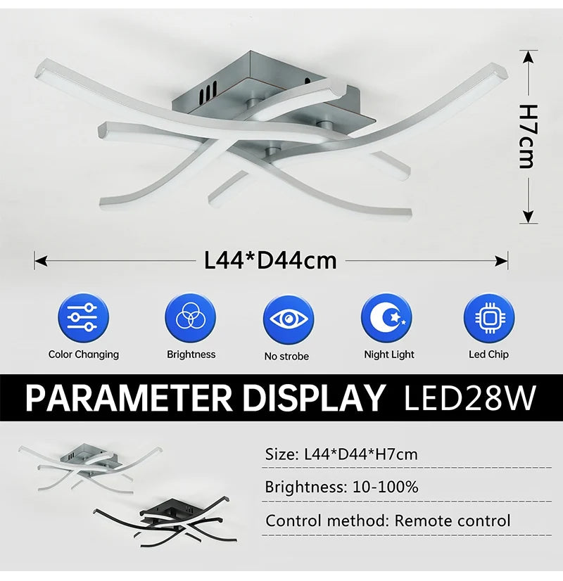 Ceiling Lamp Modern Living Room Lamp For Dining Room Bedroom Balcony LED Ceiling Light 28W Curved Design Panel lights For Home
