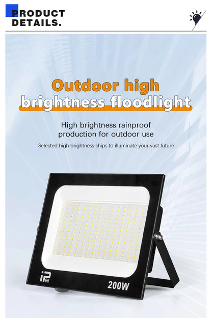 LED Floodlight Outdoor IP66 Waterproof Path Light Spotlight 10W 20W 30W 50W 100W 200W Outdoor Garden Porch Courtyard Lamp AC220V - GlowMart