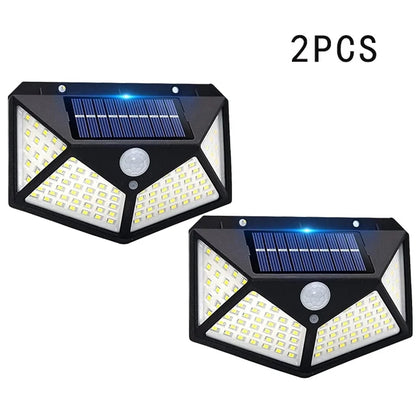 Solar Lights Outdoor 100LED 3 Modes 270° Lighting Angle Motion Sensor Security Lights for Backyard Garden Fence Patio Front Door