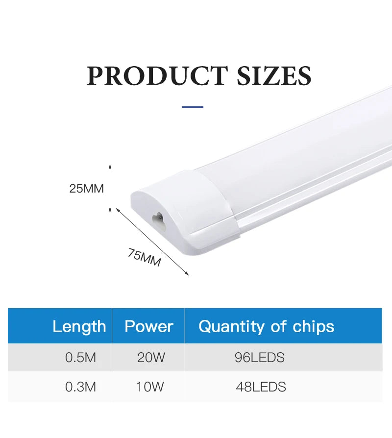 LED Light Tube Direct Plug-in Light Tube 110V 220V LED Lamp Tube Desk Work Study Shop Garage Warehouse Kitchen Cabinet Lighting - GlowMart