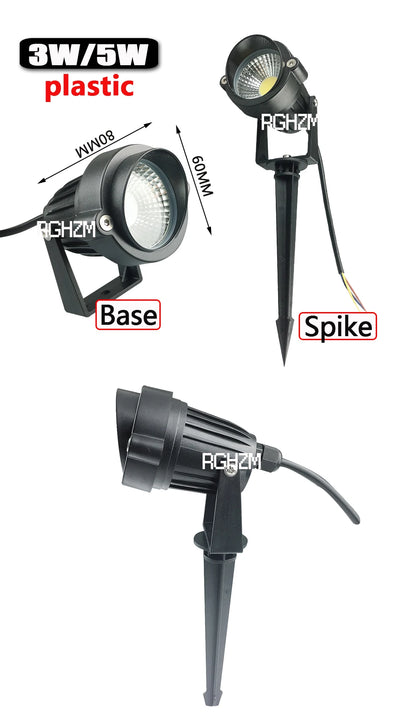 4pcs LED COB Garden Lights 3W 5W 7W 10W Outdoor Spike Lawn Lamp Street Waterproof Landscape Lighting DC12V Spotlights AC110V220V - GlowMart