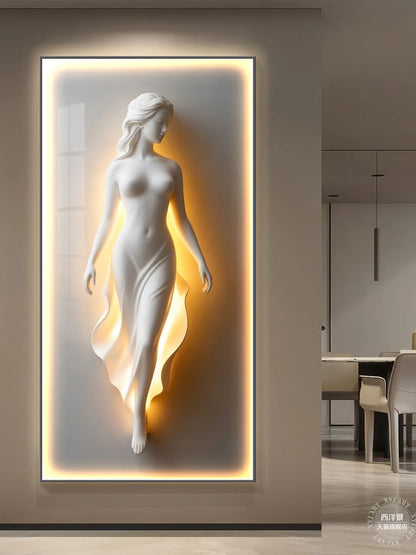 Modern Light Luxury Entrance Decoration Painting Simple Abstract Corridor Hanging Painting High-end Relief Wall Lamp Painting - GlowMart