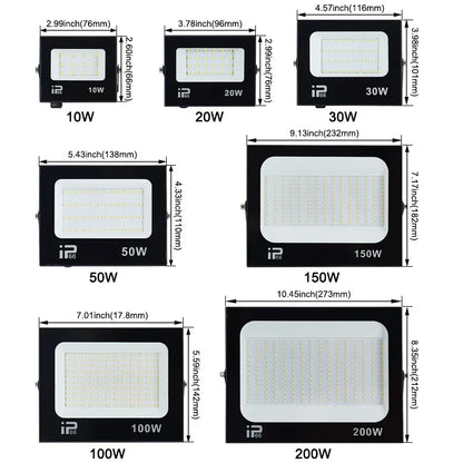 LED Flood Light Spotlight 100W 150W 200W Outdoor Lighting 6500K Waterproof Garage Gym Street Gate Wall Lamps Floodlights AC220V - GlowMart