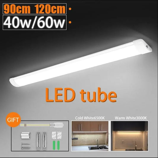 Led Lights Tube Home Lighting Kitchen Bedroom Garage Fixture t5/t8 Ceiling Linear Lamp Strip 220V Closet Cabinets 90/120cm Tube - GlowMart