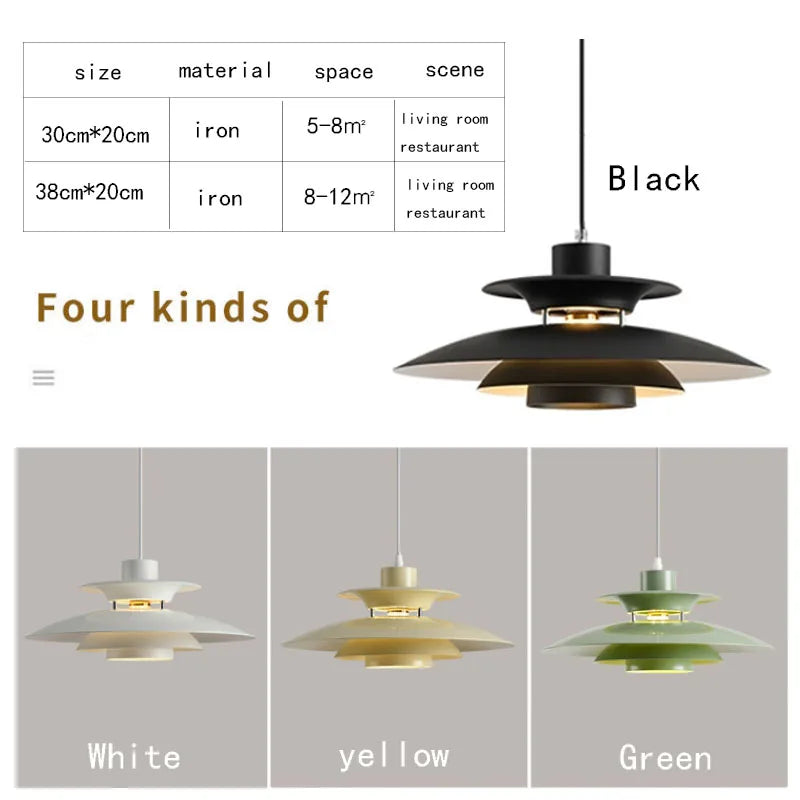 Danish Design LED Art Pendant Light Multicolor Umbrella Hanging Chandelier Living Dining Room Restaurant Lustre Pendant Lamp - GlowMart
