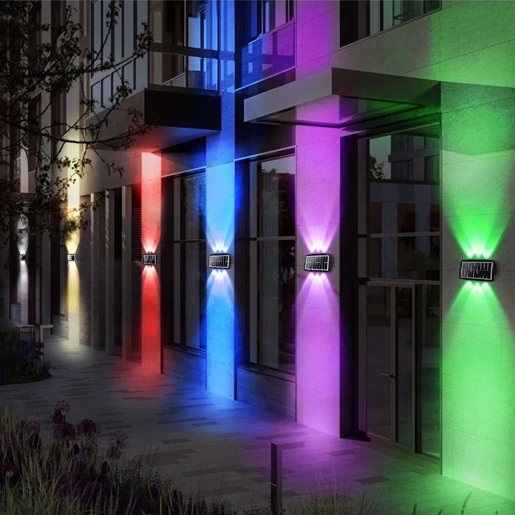 4/6/8LED Solar Wall Spotlight Outdoor Upper And Lower Lighting Solar Powered Waterproof Streetlight for Balcony Courtyard Garden - GlowMart