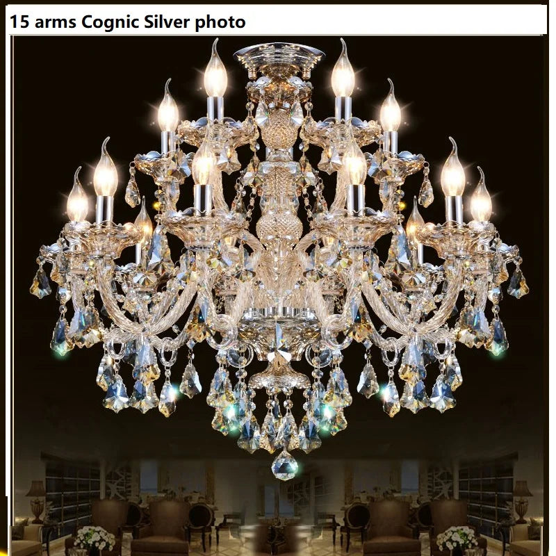 New Luxury Led Crystal Chandelier K9 Large 6/8/10/15/18/24 Arms Living Room Modern Lustres De Lamps for Bedroom Lighting