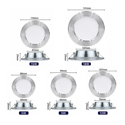 Led Downlights 5W 9W 12W Led Ceiling Light 15W 18W Recessed Down Light Round Led Panel Light 220V LED Spot Light Indoor Lighting - GlowMart