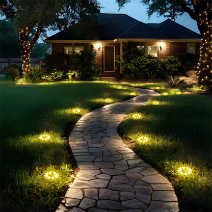 8LED Solar Garden Lights Outdoor Waterproof Sidewalk Disk Bright In-Ground Landscape Lighting for Lawn Patio Pathway Yard Steps