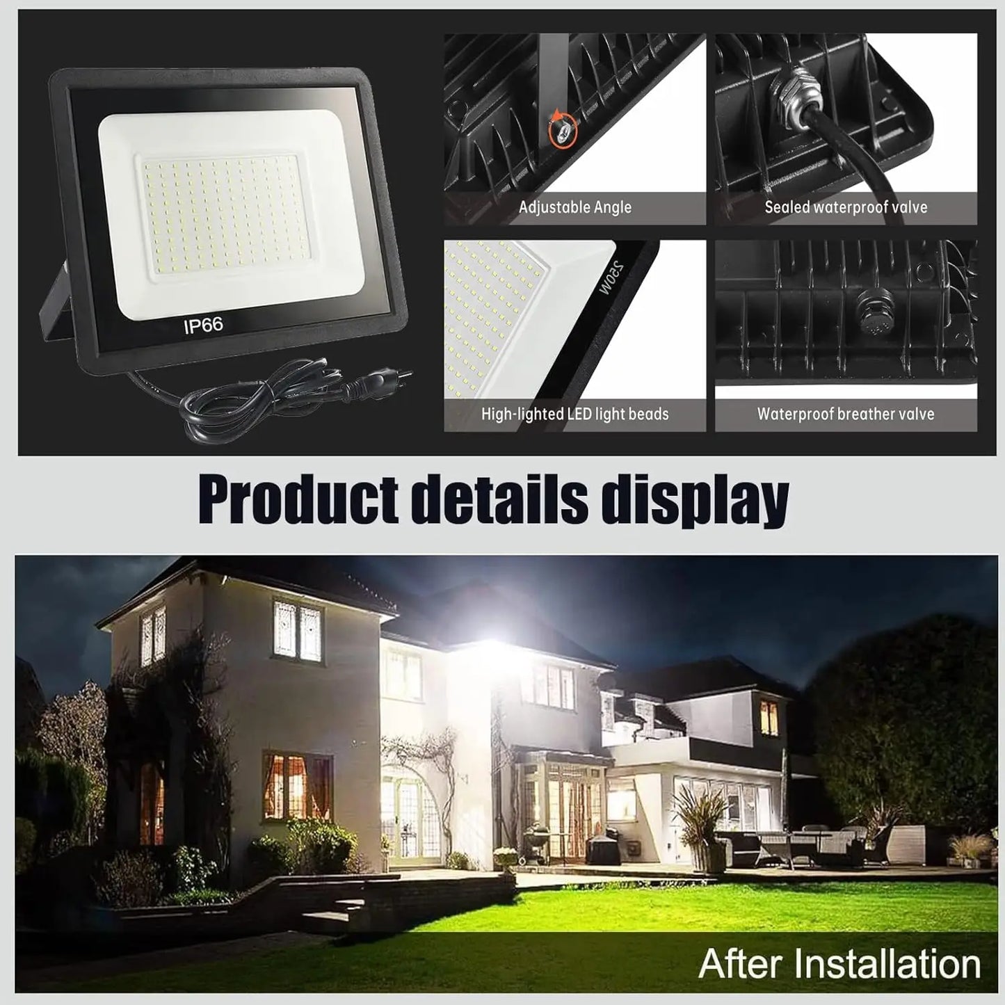 Outdoor LED Flood Lights 10W 20W 30W 50W 100W Bright Security Light IP66 Waterproof White Floodlight for Garage Garden Stadium - GlowMart