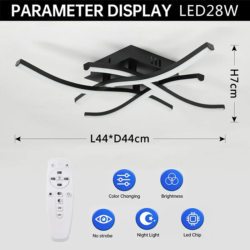 Ceiling Lamp Modern Living Room Lamp For Dining Room Bedroom Balcony LED Ceiling Light 28W Curved Design Panel lights For Home