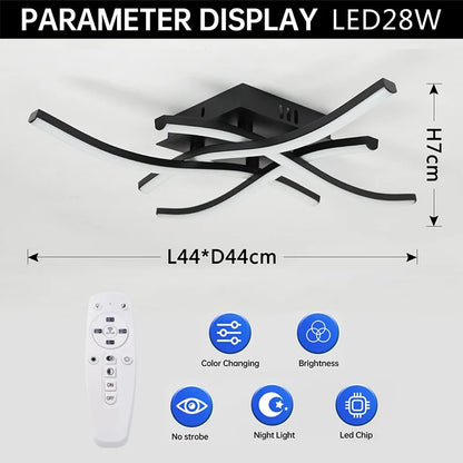 Ceiling Lamp Modern Living Room Lamp For Dining Room Bedroom Balcony LED Ceiling Light 28W Curved Design Panel lights For Home