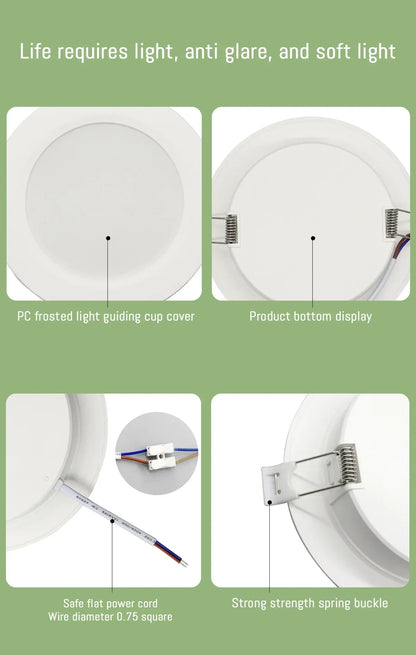 8 Pack Recessed Led Downlight 3 4 5 6 8 Inch 3000K 4000K 6000K Round Led Panel Light 110V 220V 230V for Home Indoor Lighting - GlowMart