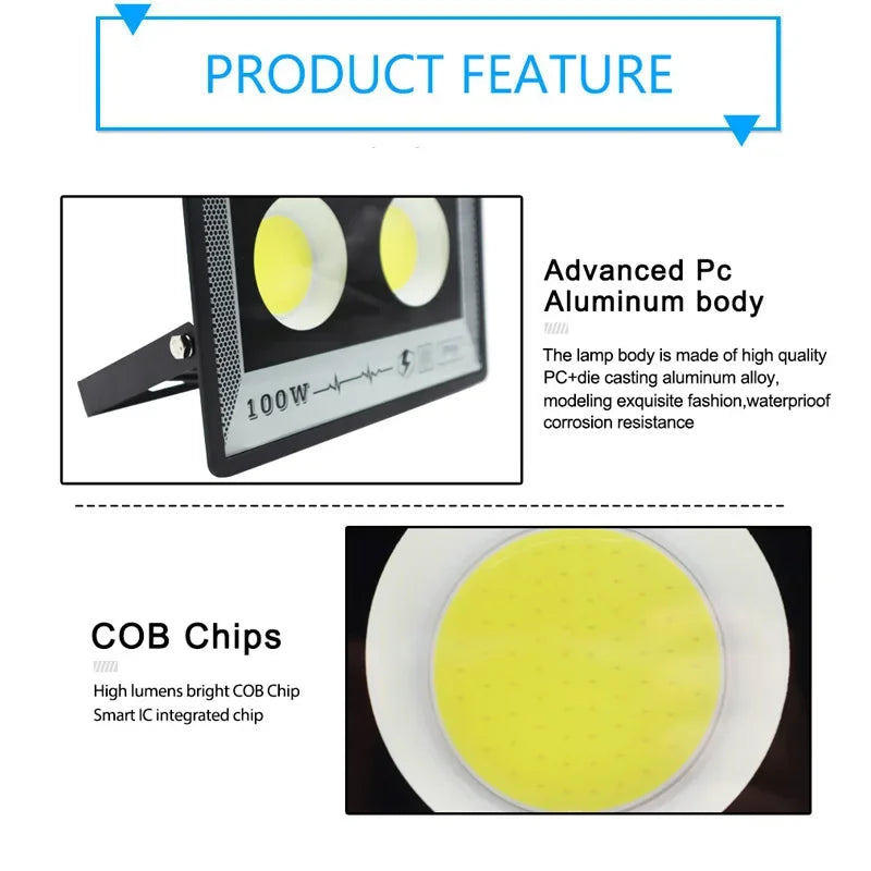 NEW 50/100W/200W/300W/400W/500W LED Floodlights Spotlight IP65 Waterproof Lamps Led Outdoor Flood Light Garden Street Lamps HOT - GlowMart