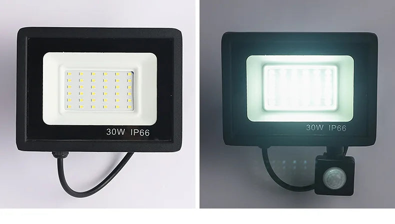 LED Floodlights 100W 50W 30W 20W 10W PIR Motion Sensor IP66 Waterproof LED 220V Hanging Exterior Outdoor Wall Lamp Spotlight - GlowMart