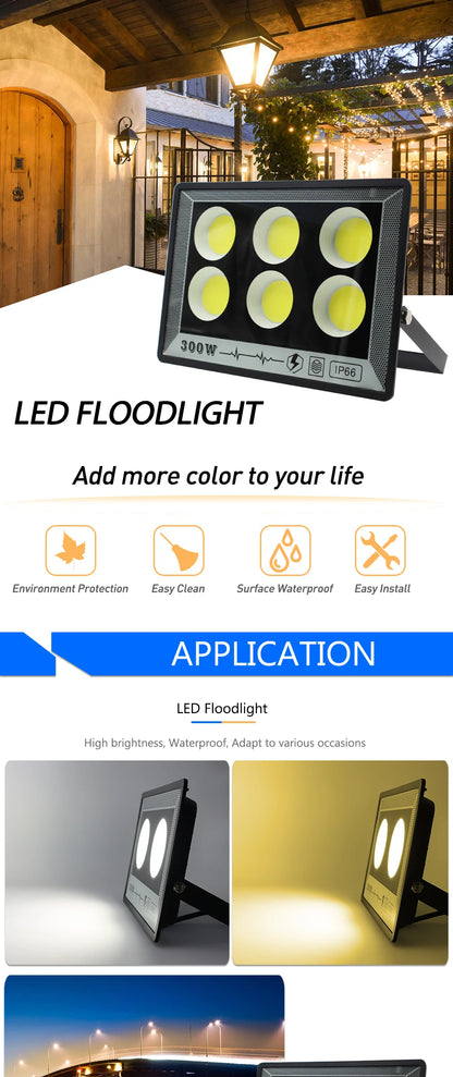 LED Floodlight 50W 100W 200W 300W 400W 500W 220V Spotlight IP65 Waterproof Lamp Led Outdoor Flood Light Garden Street Lamp - GlowMart