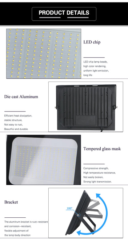 200W LED Flood light Spotlight Projector Outdoor Lighting 6500k Waterproof IP66 for Wall Garage Gym Street 220V - GlowMart