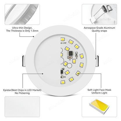 10pcs/Lot LED Downlight 5W 7W 9W 12W 20W 220V Recessed Ceiling Lamp  Round LED Panel Down Lights Spotlight Lighting - GlowMart