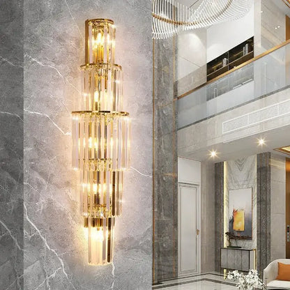 Luxury Hotel Lobby Large Big Crystal Wall Lamp for Club Hall Villa Living Room Office Banquet  Indoor Lighting Fixtures Decor - GlowMart