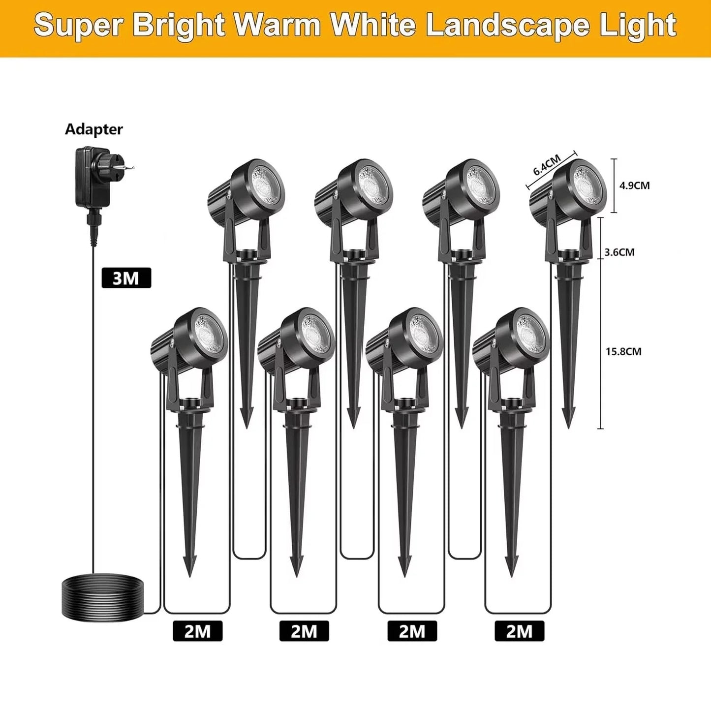 4/6/8LEDS 3000K Outdoor Spotlight Landscape IP65 Low Voltage Garden Lighting for Tree 220V Pathway Yard Lawn Ground Spotlight