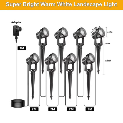 4/6/8LEDS 3000K Outdoor Spotlight Landscape IP65 Low Voltage Garden Lighting for Tree 220V Pathway Yard Lawn Ground Spotlight
