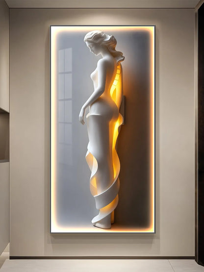 Modern Light Luxury Entrance Decoration Painting Simple Abstract Corridor Hanging Painting High-end Relief Wall Lamp Painting - GlowMart