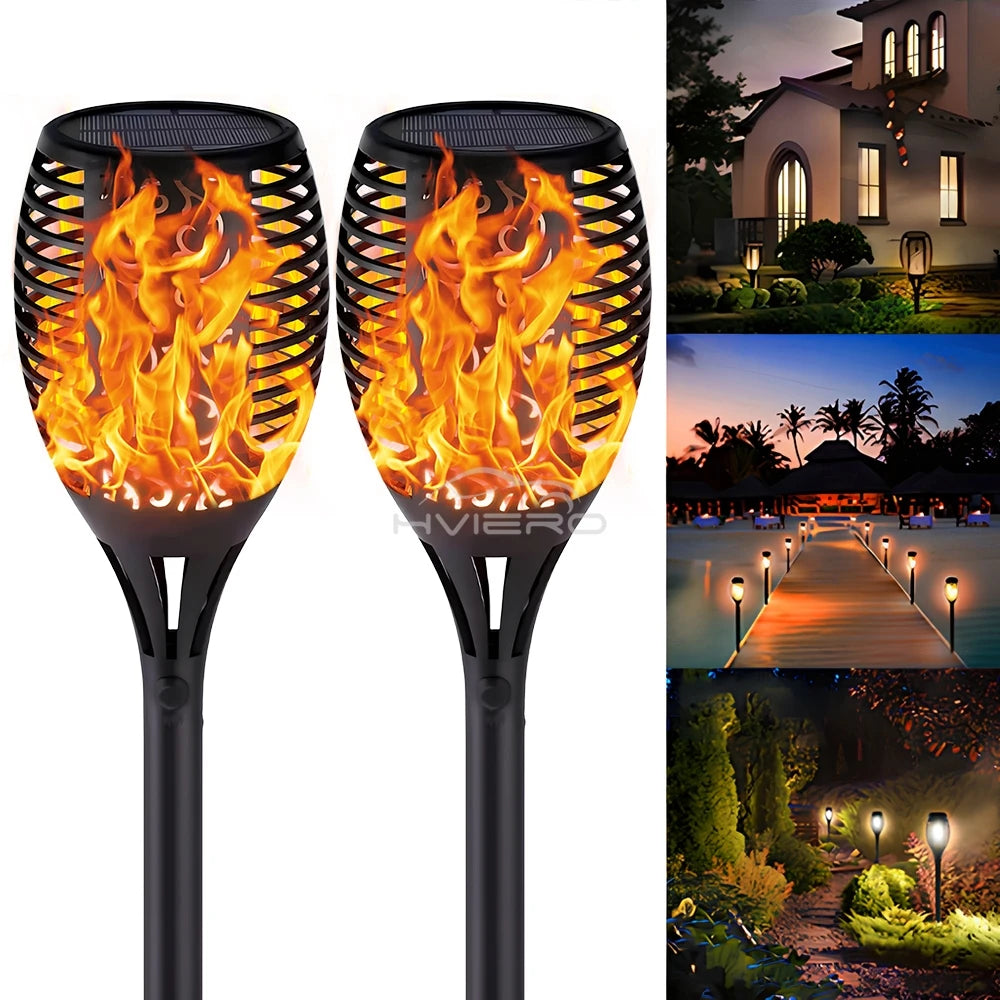 1/2/4/8Pcs Solar Flame Lights 12LED Bulbs Flickering Waterproof Garden Decoration Outdoor Lawn Path Yard Patio night Floor Lamps