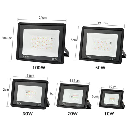 LED Floodlight Outdoor Remote-Controlled RGB Floodlights IP66 Waterproof Wall Spotlight Fountain Landscape Decorative Lights - GlowMart