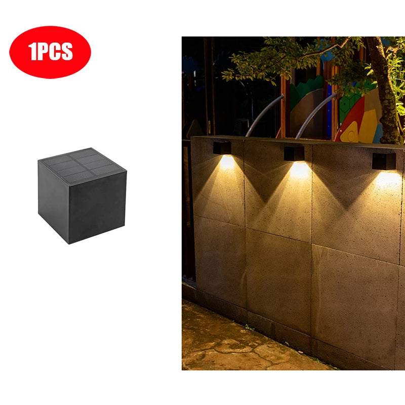 LED Solar Light Outdoor Garden Square Wall Lamp Outdoor Courtyard Garden Fence Lighting Wall Decoration Lamp - GlowMart